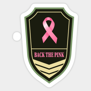 Back the pink breast cancer awareness Military tag Sticker